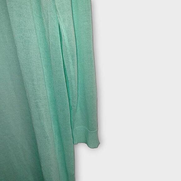 Charlie Paige Womens Cardigan Sz Large Aqua Long‎ Linen Coastalcore Athleisure - Picture 9 of 10